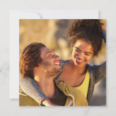 Elegante Navy Blauwe Groene Foto Vierkante Trouw Kaart (Achterkant)