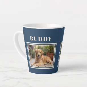 Elegante Navy Blauwe Hond Foto  Latte Mok