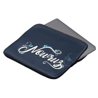 Elegante Navy Blauwe Laptophoes met Naam op Maat Laptop Sleeve