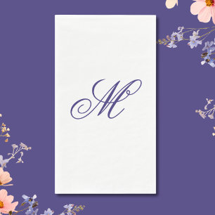 Elegante Navy Blauwe Monogram Beginletter Servet