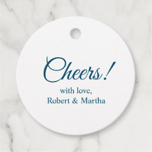 Elegante Navy Blauwe Proost Aangepast Gepersonalis Bedankjes Labels