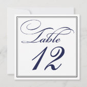 Elegante Navy Blauwe Script Tafelnummerkaarten Kaart (Achterkant)