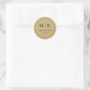 Elegante Navy Blauwe Serif Bedankt Sticker