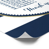 Elegante Navy Blauwe Strepen Trouw Stoelen Chart Poster (Hoek)