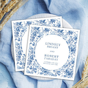 Elegante Navy Blauwe Toile Rozen Persoonlijke Trou Servet
