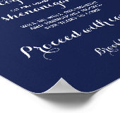 Elegante Navy-blauwe Trouw Open Bar Bord 21x26,5cm Poster (Hoek)