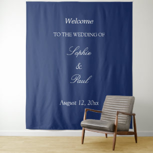 Elegante Navy Blauwe Trouw Welkom Tapijt Wandkleed