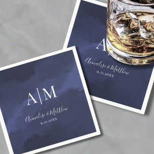 Elegante Navy Blauwe Trouwdag Servet