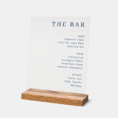 Elegante Navy Blauwe Typografische Bar Menu Acryl Bord (Hoek)
