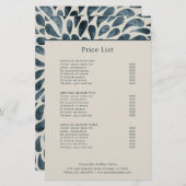 Elegante Navy Blue Abstract Modern prijslijst (Voorkant / Achterkant)