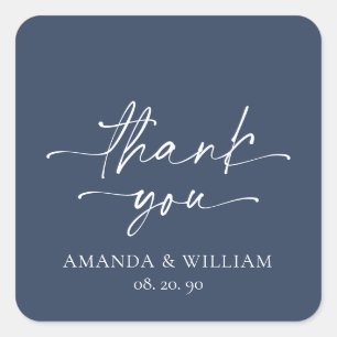 Elegante Navy Blue bruiloft Dank u Sticker