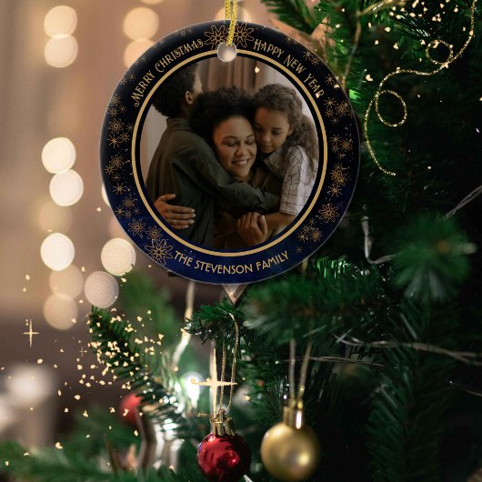 Elegante Navy Blue Christmas 2-zijdig Ornament