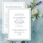 Elegante Navy Blue Classic Script Details Huwelijk Kaart