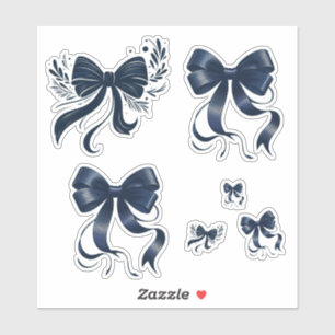 Elegante Navy Blue Coquette Bows Sticker