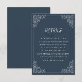 Elegante Navy Blue Cream Wedding Details Informatiekaartje (Voorkant / Achterkant)
