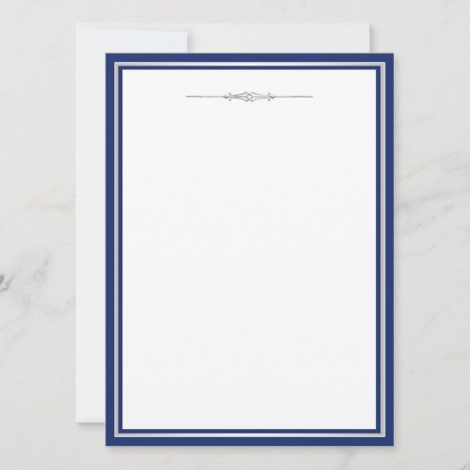 Elegante Navy Blue en Silver Invitation Sjabloon Kaart (Voorkant)