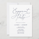 Elegante Navy Blue Engagement Party uitnodiging (Voorkant)