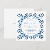 Elegante Navy Blue faux folie groen bruiloft Kaart (Voorkant / Achterkant)