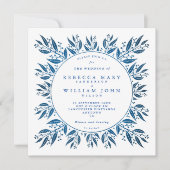 Elegante Navy Blue faux folie groen bruiloft Kaart (Voorkant)