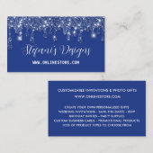 Elegante Navy Blue Faux Glitter Drips Online Store Visitekaartje (Voorkant / Achterkant)