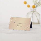 Elegante Navy Blue Floral Wedding Place Card (Voorkant)