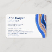 Elegante Navy & Blue Geode Gold Glitter Agaat Visitekaartje (Achterkant)