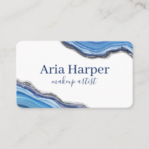 Elegante Navy & Blue Geode Gold Glitter Agaat Visitekaartje