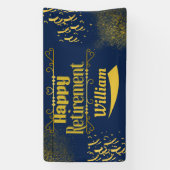 Elegante Navy Blue & Gold Pensioenbanner Spandoek (Verticaal)
