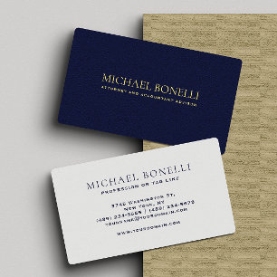 Elegante Navy Blue Leather Look Professioneel Visitekaartje