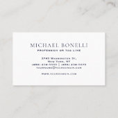 Elegante Navy Blue Leather MONOGRAM Professional Visitekaartje (Achterkant)