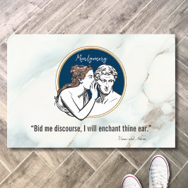 Elegante Navy Blue Marble Quote Housewarming Deurmat