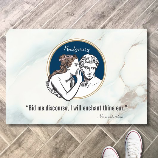 Elegante Navy Blue Marble Quote Housewarming Deurmat
