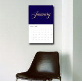 Elegante Navy Blue Minimalist| gouden scriptletter Kalender