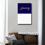 Elegante Navy Blue Minimalist| gouden scriptletter Kalender