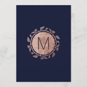 Elegante Navy Blue Roos Gold Floral Wedding Menu (Achterkant)