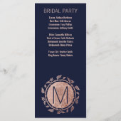 Elegante Navy Blue Roos Gold Floral Wedding Progra Programma (Achterkant)