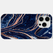 Elegante Navy Blue Roos Gold marmer Case-Mate iPhone Case (Achterkant (horizontaal))