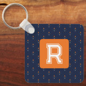 Elegante Navy Blue Sleutelhanger met Monogram (Voorkant)