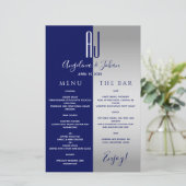 Elegante Navy Blue Wedding Bar Menu (Staand voorkant)