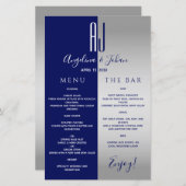 Elegante Navy Blue Wedding Bar Menu (Voorkant / Achterkant)