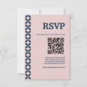 Elegante Navy & Blush Pink RSVP Kaartje (Voorkant)