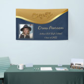 Elegante Navy en Blue Photo Afstuderen Banner (Beurs)
