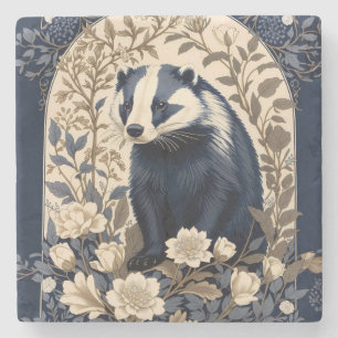 Elegante Navy en Crème Das Bloemmotief Stenen Onderzetter