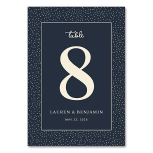 Elegante Navy Gestippelde Nummer Kaart
