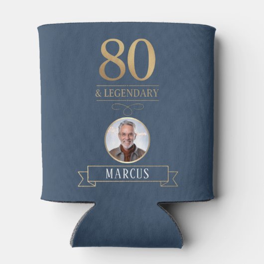 Elegante Navy & Gold 80e en legendarische verjaard Blikjeskoeler (Achterkant)