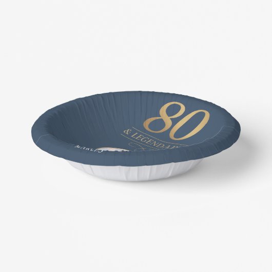 Elegante Navy & Gold 80e en legendarische verjaard Papieren Kommen (Gebogen)