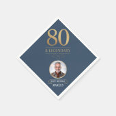 Elegante Navy & Gold 80e en legendarische verjaard Servet (Hoek)