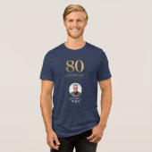 Elegante Navy & Gold 80e en legendarische verjaard Tri-Blend Shirt (Voorkant volledig)
