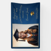Elegante Navy & Gold Afstuderen Banner (Verticaal)