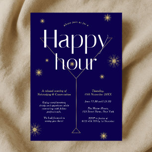Elegante Navy & Gold Business Networking Happy Hou Kaart